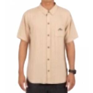 NEW RUSTY razor blade short sleeve rayon shirt in taupe